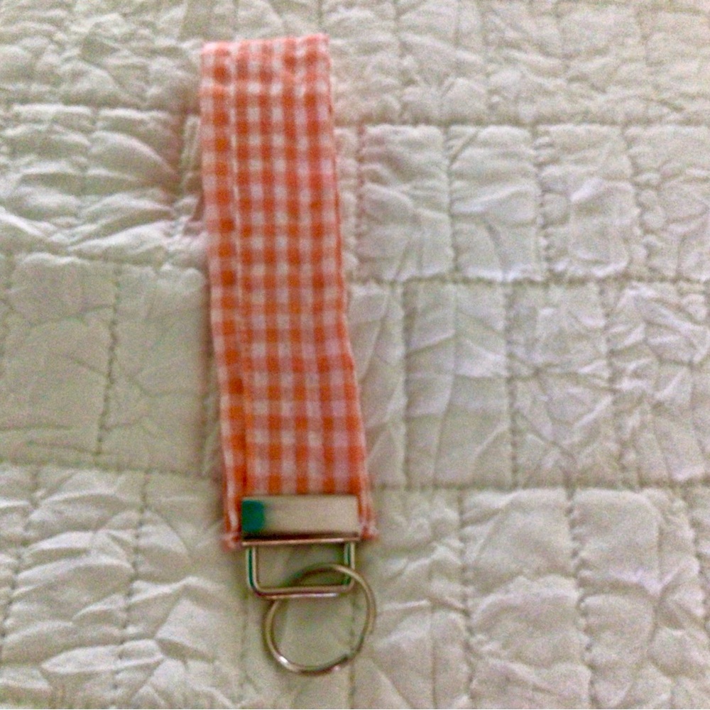Gingham Keychain in Orange Checkered Pattern